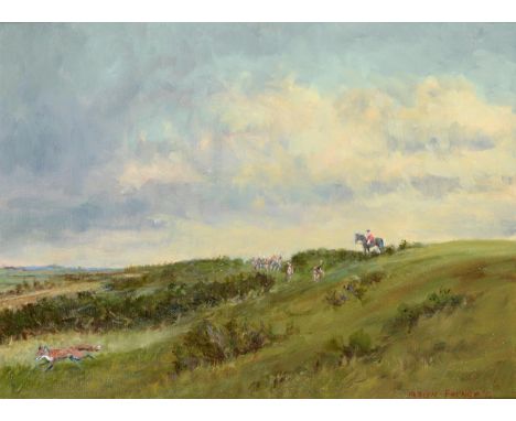 Robin Furness (b.1933) ''The Zetland Hounds - A late find in the Whins'' Signed and dated (20)11, oil on canvas board, 29.5cm