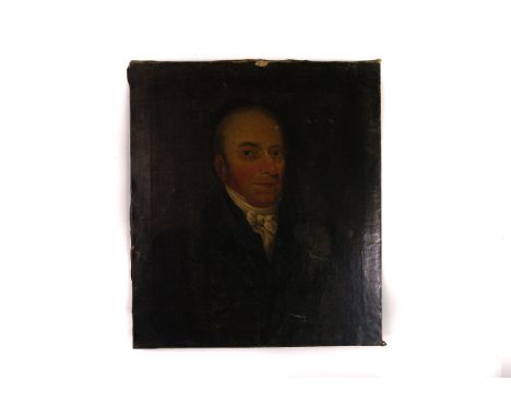 Oil on canvas, depicting a portrait Regency gentleman, unsigned and unframed, AF