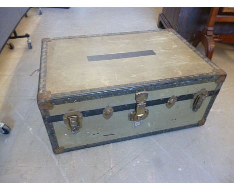 A Watajoy green travelling trunk 