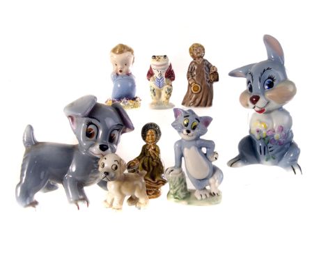 A selection of Wade ceramic figures, including Disney, Tom from Tom and Jerry, Humpty Dumpty etc., plus two blow up Wade Disn