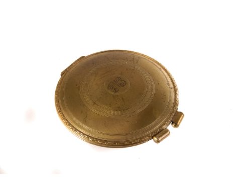 A vintage Parker "Compact" novelty lighter, the engine turned circular case supporting cigarette lighter mechanism