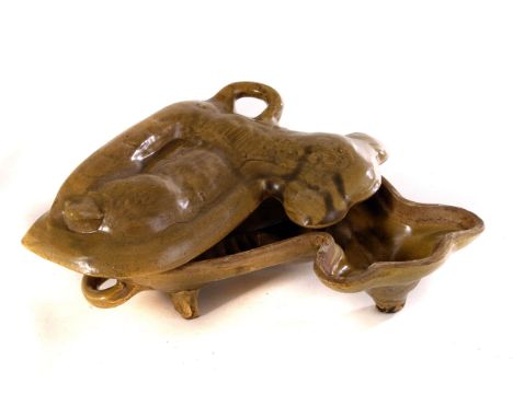 A 19th century ceramic mould, in the form of a lamb, together with a Portuguese ceramic tureen in the form of a cauliflower (
