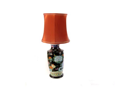 A large collection of various lamp bases, including a ceramic oriental pattern example, a silver plated example, a selection 