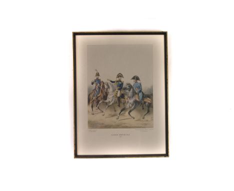 A set of Equestrian lithographs, each depicting various equestrian techniques, together with two military related lithograph 