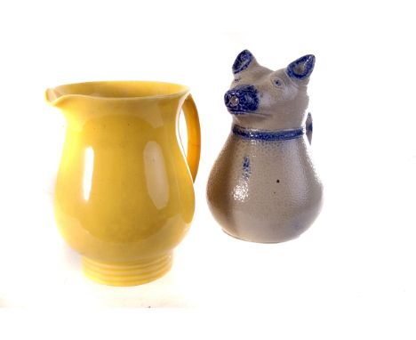 Eight large ceramic and stoneware jugs, including an interesting dog shaped example, Radford, Masons and more (8)