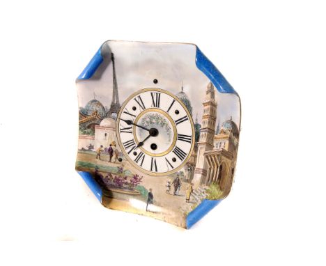 An enamel hand paint clock, having images of various worldwide landmarks to front (1)