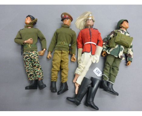 Four original Palitoy Action Man figures in full outfits