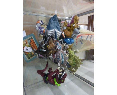 Five Mattel Extreme Dinosaurs and a Mattel Street Shark 