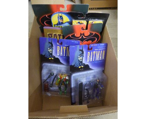 Eight carded Batman figures to include ToyBiz The Joker, Kenner Special Legends Edition x 2 (First Mate Robin & Catwomen), Ke