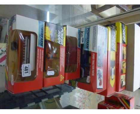 Seven boxed Britains Power Farm vehicles to include 9323 Claas self-propelled forage havester, 9324 County 1884 Tractor, 9322