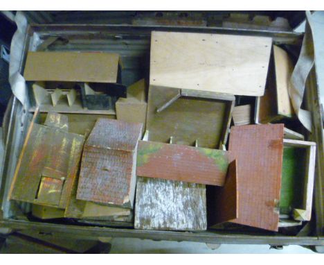 Vintage made in England farmyard and buildings set in vg condition for age in large vintage trunk