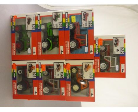 Seven boxed Britains Tractors including 9504 Fendt 615 LSA, 9503 Same 170 Turbo, 9505 Valmet DRW, 9500 Massey Ferguson MF 368