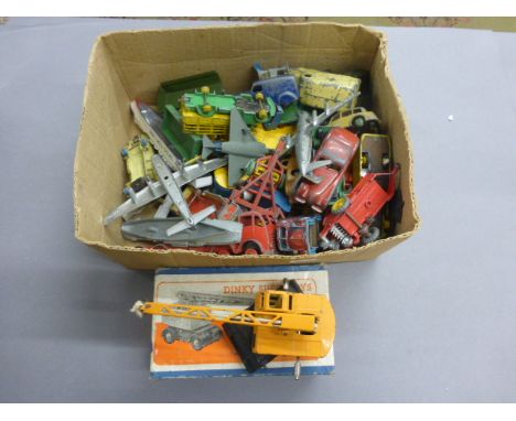 Good collection of vintage play-worn Dinky die-cast vehicles, including planes, boats & road vehicles.  Features a boxed Dink