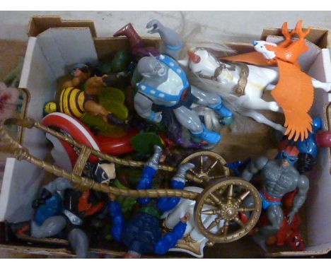 Fourteen original Mattel Masters Of The Universe He-Man figures, & two LJN Thundercats (Panthro & Mumm-ra) plus other figures