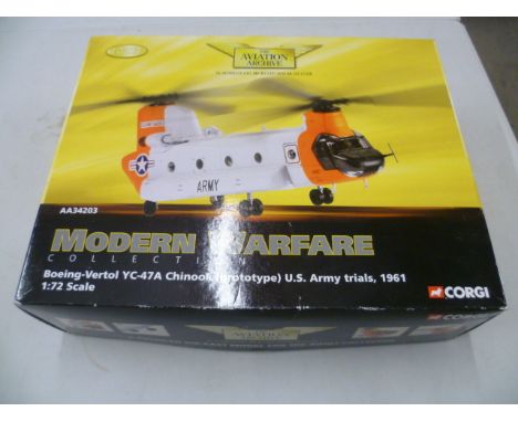 Boxed Corgi The Aviation Archive ltd edn AA34203 Modern Warfare Collection Boeing-Vertol YC-47A Chinook US Army trials 1961, 