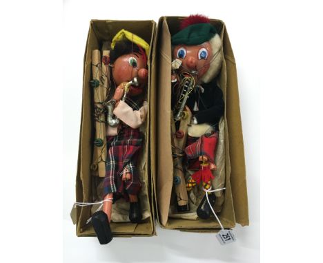 Two boxed 1950's Macboozle Pelham Puppet to include Mrs Macboozle and Macboozle (vg)