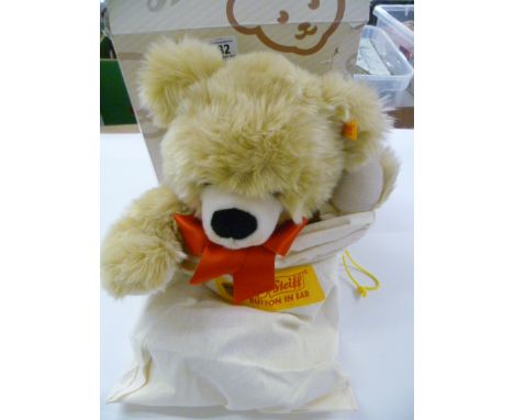 Boxed Steiff Bobby 'Cosy Friends' Bear, with inner bag, slight damage to box.  VG