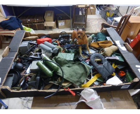 Large collection of original vintage Action Man accessories including numerous weapons
