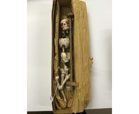 Boxed 1950's Pelham Puppet Skeleton vg with tangled strings