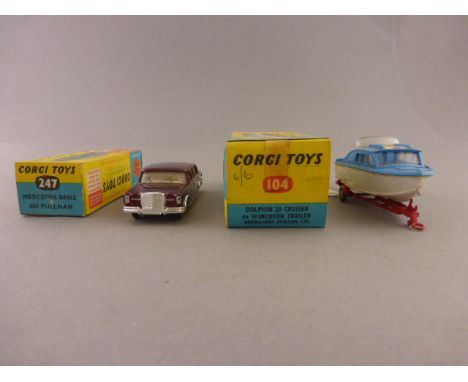 Two boxed Corgi vehicles comprising of 247 Mercedes Benz 600 Pullman 'By Repeated Requests' (excellent with vg box) and 104 D