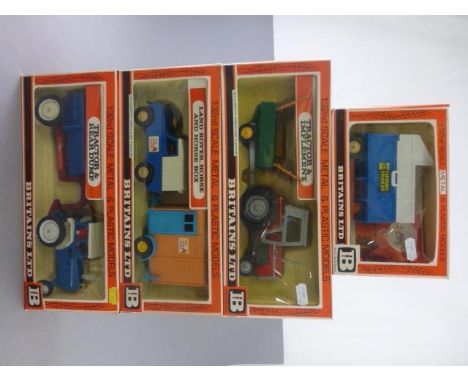 Four boxed Britains Farm and Trailers sets including 9630 Ford 5000 Tractor and Rear Dump, 9573 Land Rover Horse Box, 9591 Ma