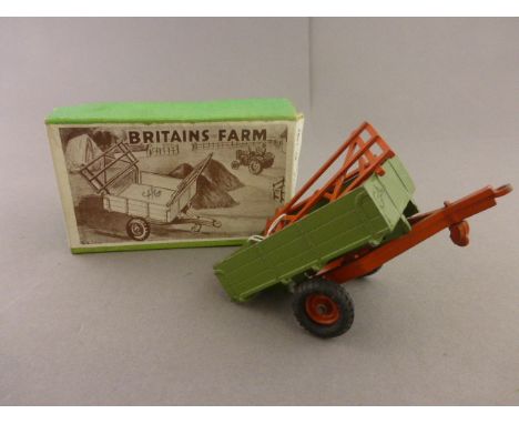 Boxed Britains Model Farm Fordson Major Tractor No. 128F and boxed Britains Farm Trailer No. 130F (both vg with paint loss) 