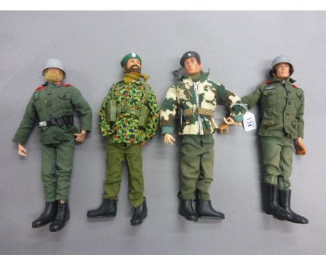 Four original Palitoy Action Man figures in full outfits