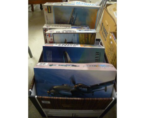 Five boxed vintage aircraft model kits including Hasegawa, Academy, Fujimi & Esci x 2.  All appear complete with instructions