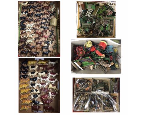 Very large collection of vintage Britains metal farm animals, figures, vehicles &amp; accessories in good play worn condition
