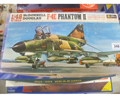 Four boxed 1:48 vintage model kits including Fujimi Famous Fighter, Airfix De Havilland Mosquito FBVI and two others