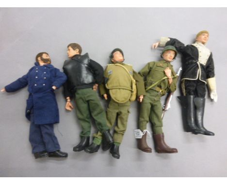 Five original Palitoy Action Man figures in full outfits