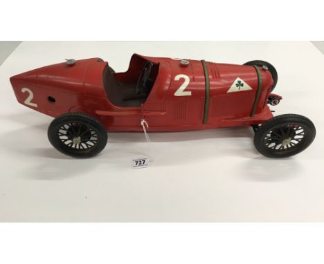 Clockwork CIJ (France) Alfa Romeo P2 Racing Car, large scale tinplate racing car finished in red, with racing number 2 and fo