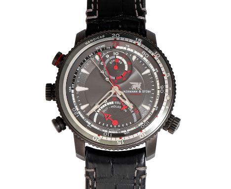 JAERMANN & STÜBI 'Eagle Heart' Golfuhr. Chronograph. Ref. EH 08043. Herren Armbanduhr. Extraleichtes Titangehäuse mit Golf-Co