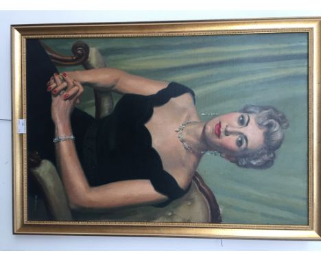 Critchlow (20th century): Portrait of a lady, oil on canvas, signed lower right