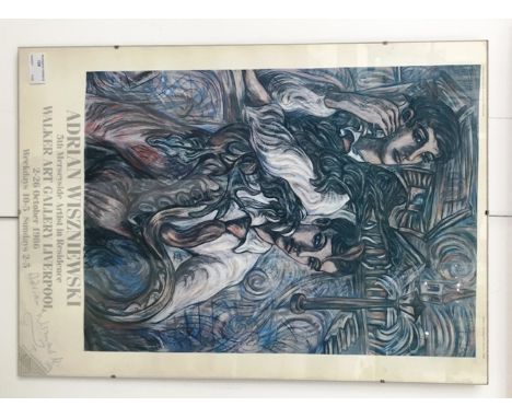 Adrian Wiszniewski (b. 1958): A signed exhibition poster for the Walker Art Gallery, Liverpool, 1986, H 60 x W 42 cm