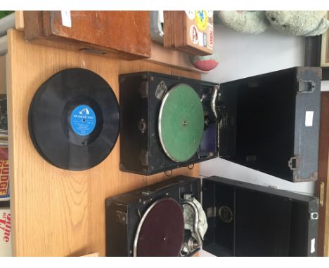 A Decca gramophone and records