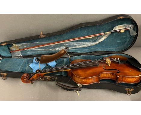 A cased violin with rest A/F
