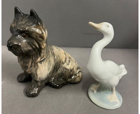 Cairn terrier Sylvac figurine and a Lladro duck model 4552