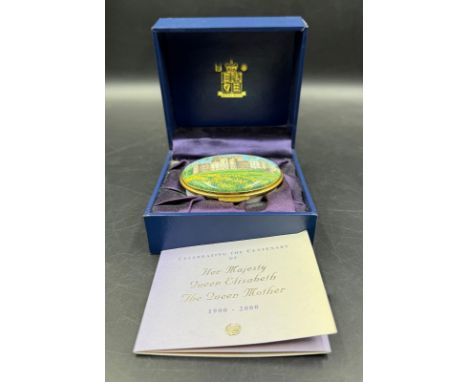Royal Mint, handcrafted enamel celebrating the Centenary of Her Majesty Queen Elizabeth The Queen Mother 1900-2000