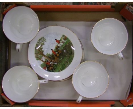 Four Queens China branded Hunting theme oversize tea cups 