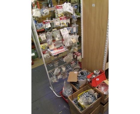 A large collection of various sizes of bolts, chrome pull light fittings, hook &amp; eyes etc 