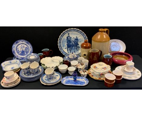 Tableware - Royal Albert Lady Hamilton plates;  Booths Real old Willow and other similar blue and white plates, cups etc;  Vi