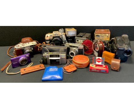 Cameras - Kodak brown and cream box brownie;  others;  Canon kit camera;  Nikon, etc 