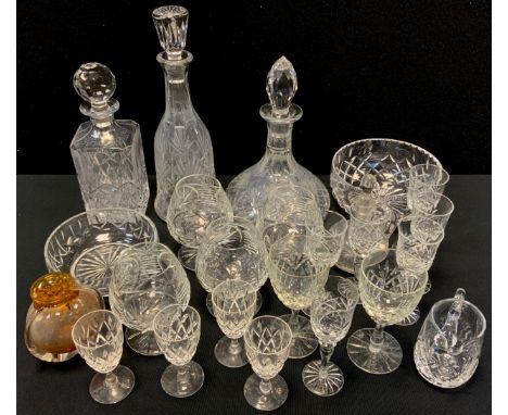 Glass - a Mdina glass vase;  Edinburgh crystal glass decanter;  others ships etc;  brandy balloons etc 