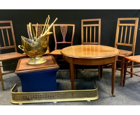 A set of Edwardian Walnut chairs, pierced and carved splats, Bergere weave seats, tapering square legs, spade feet, 84cm high