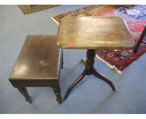 A Georgian oak occasional table standing on three splayed legs, 26 1/2h x 20w, together with a 19th century mahogany commode,