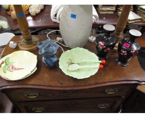 A mixed lot to include a Mdina vase, Carlton ware ceramics and a pair of Victorian vases