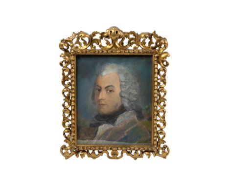 18th/19th Cent. Italian pastel on board with a portrait of the castrato singer Farinelli with an elaborate (restored) baroque