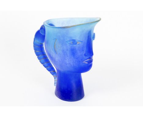 COCTEAU JEAN (1889 - 1963)Jean Cocteau designed "La Reine Ino" pitcher with sculpture in blue pâte-de-verre with gold - numbe