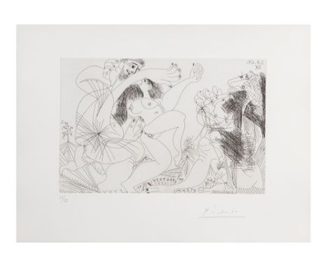 PICASSO PABLO, DIEGO, JOSÉ (1881 - 1973)rare Pablo Picasso signed perfect proof etching on parchment paper - dated August 3 1